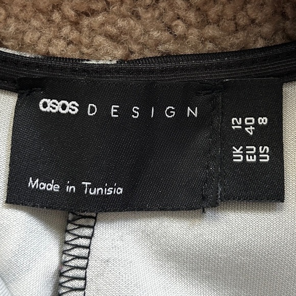 ASOS DESIGN Black White Tux Wrap Fluted Hem Mini Dress Size 8 - Picture 5 of 7